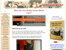 Tablet Screenshot of mustlovecats.net